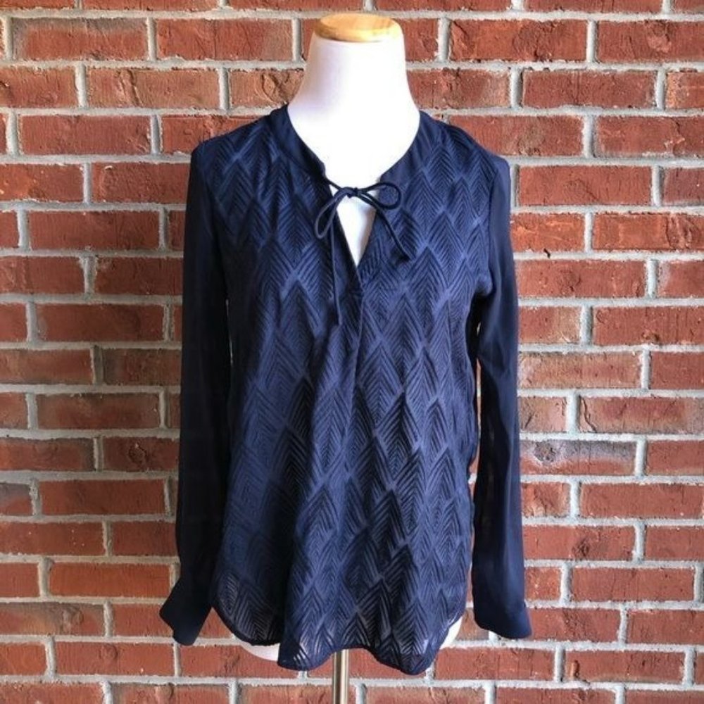 Banana Republic Sheer Embroidered Hi-Lo‎ Top - XS